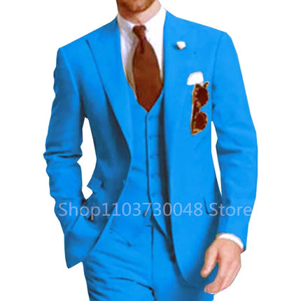 CN Zhejiang Mens 3 Piece Solid Wedding Suit Slim Fit Groom by zapcart