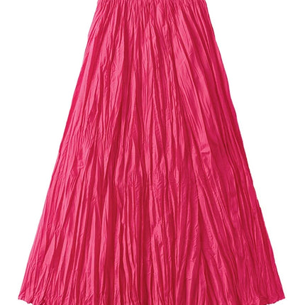 KarSaNy Long Pleated Skirt High Waist Green Maxi For Women by zapcart