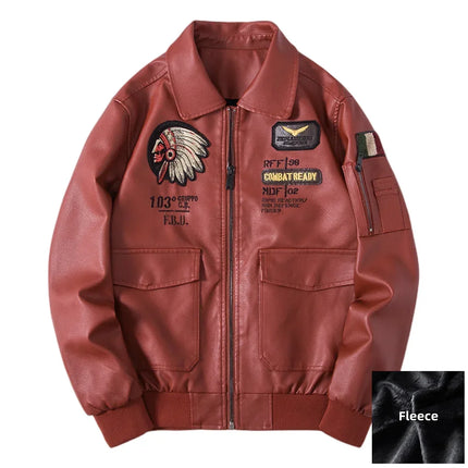 2024 New Men's Leather Jacket Lapel Embroidery Trend Biker Motorcycle Jacket Men's Fashion Casual Windproof PU Bomber Coat 4XL by zapcart