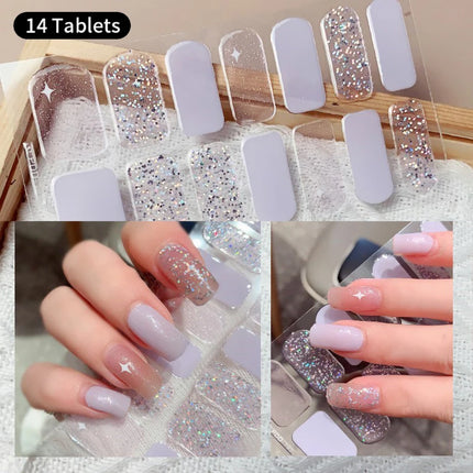 Pink Glitter Nail Stickers Full Cover Diy Manicure Deluxe by zapcart