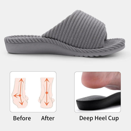 Crestar Women Open Toe Corduroy Slippers With Arch Support by zapcart