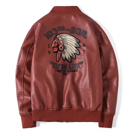 2024 New Men's Leather Jacket Lapel Embroidery Trend Biker Motorcycle Jacket Men's Fashion Casual Windproof PU Bomber Coat 4XL by zapcart