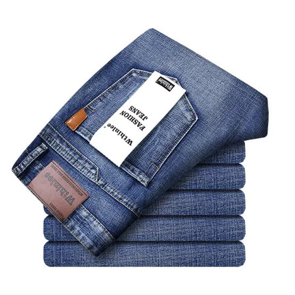 Men Blue Stretch Denim Jeans Straight Fit Classic CN by zapcart