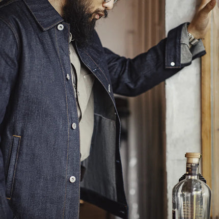 MADENCN Vintage Denim Jacket for Men Heavyweight Workwear by zapcart