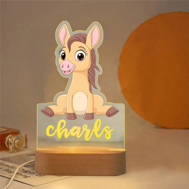 Personalized Kids Animal Night Light Custom Name Lamp by zapcart