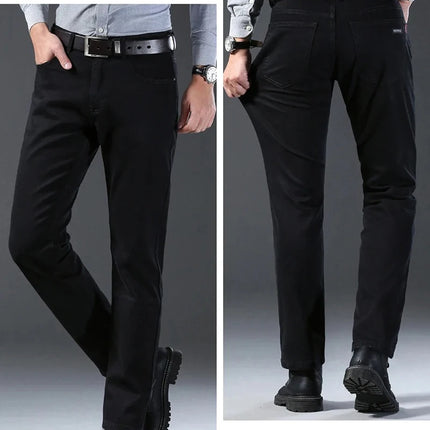 Tsingyi Men Jeans Vintage Black Straight Stretch Comfort by zapcart