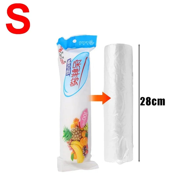 300/100x 3 Sizes Transpare Bag Roll Fresh-keeping with Handle Preservation Bag Disposable Food Saver Bag Kitchen Food Keep Fresh by zapcart