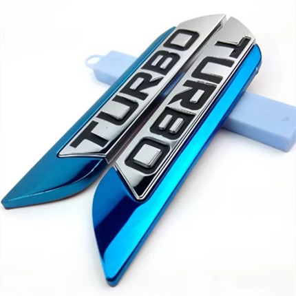 1Pair TURBO New Letter Sticker Car Fender Side Emblem Body Rear Tailgate Decal Auto Accessories