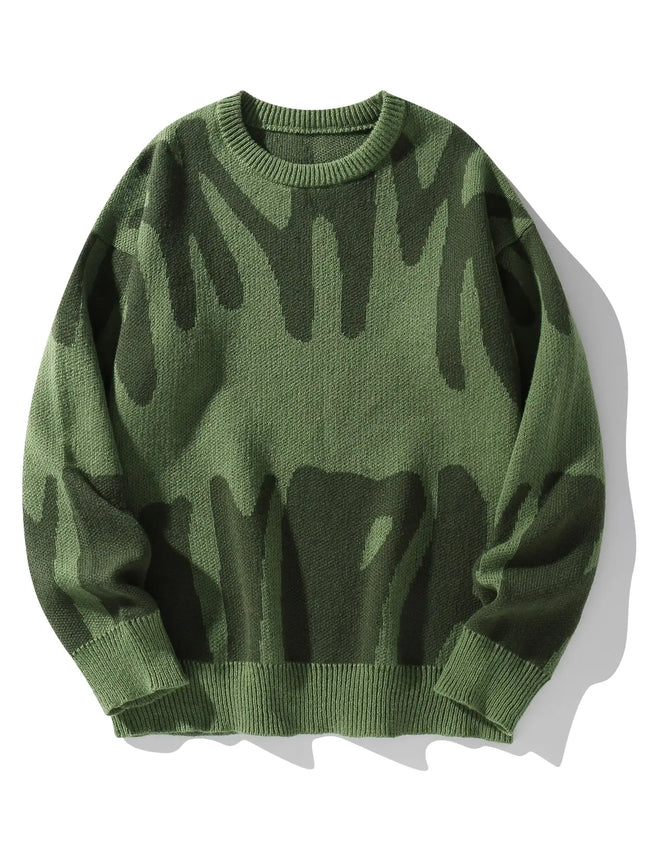 CN Fujian Mens Irregular Jacquard Pullover Sweater Casual by zapcart
