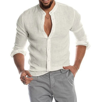 Ayrbao Mens Long Sleeve Solid V Neck Shirt Casual Everyday by zapcart