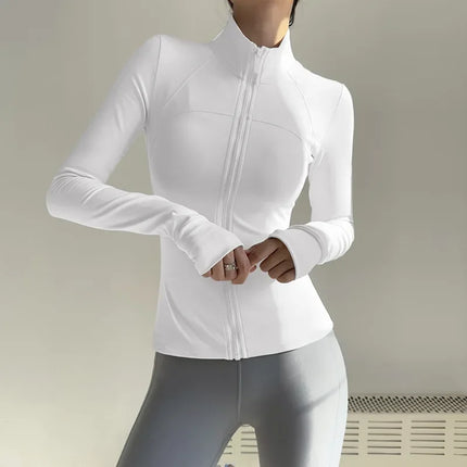 Women Zip Fitness Jacket Long Sleeve Quick Dry Yoga Top by zapcart