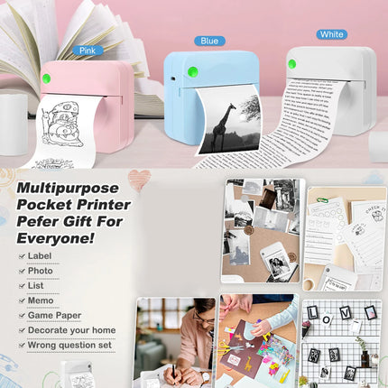 Lefuxin Mini Bluetooth Label Printer Fast Home Office by zapcart