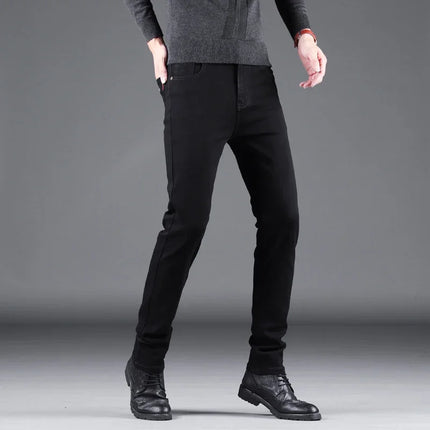 Men Elastic Slim Jeans Straight Denim Pants CN Guangdong by zapcart