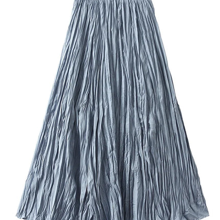 KarSaNy Long Pleated Skirt High Waist Green Maxi For Women by zapcart