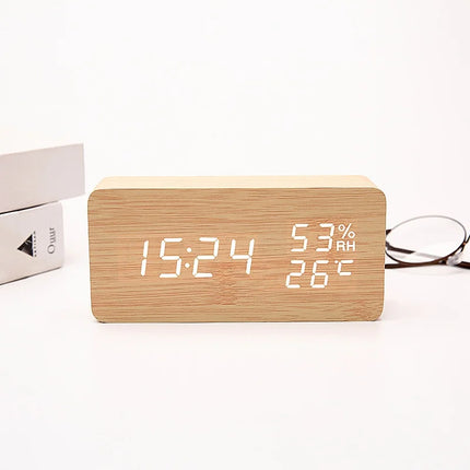 NieNeinChoice Voice Control Wood Digital Alarm Clock Bedroom by zapcart