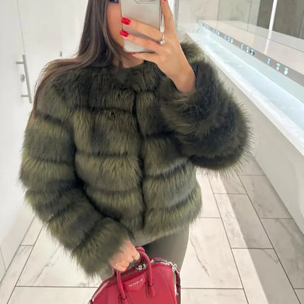 FANPUGUIZHEN Pink Faux Fur Coat For Women Warm And Elegant by zapcart