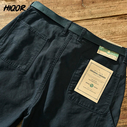 HiQORC Mens Cotton Cargo Pants Casual Loose Fit Khaki by zapcart