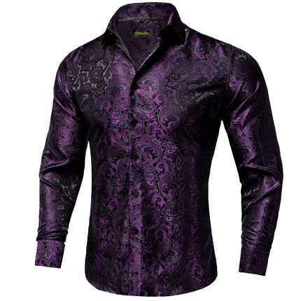 HenanChoice Mens Jacquard Paisley Shirt Long Sleeve Luxury by zapcart