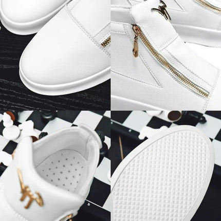 Yeae Men High Top Platform Sneakers Zipper Breathable Shoes by zapcart