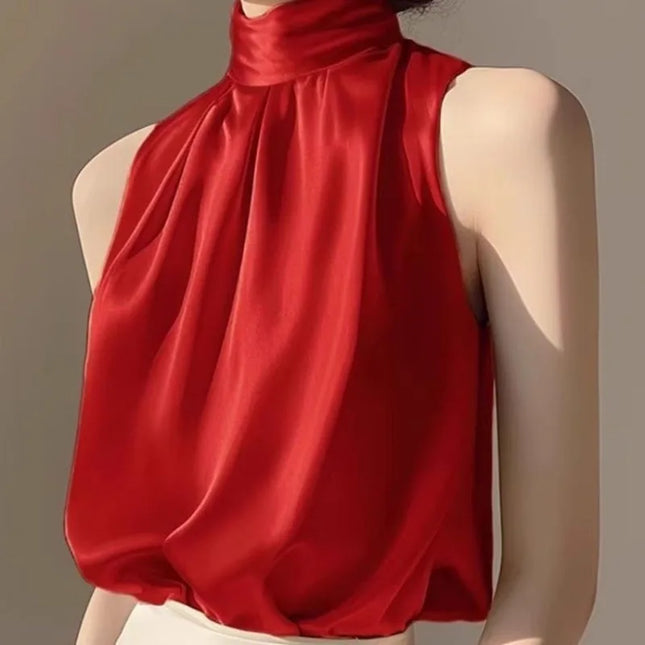 Silkly Satin Sleeveless Crop Top Women Halter Party by zapcart
