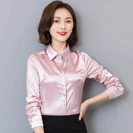 Satin Silk Work Shirt For Women Polished Office Look by zapcart
