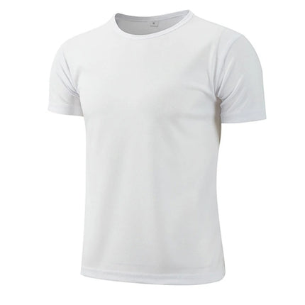 Men's Summer T Shirt White Quick Dry Breathable Gym Tee by zapcart