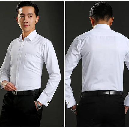 Yuaioiue Men French Cuff Dress Shirt Classic White Office by zapcart