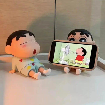 Shin Chan Figures Phone Holder Kawaii Anime Decor Miniso