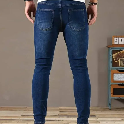 CN Guangdong Mens Slim Fit Jeans Classic Skinny Denim Blue by zapcart