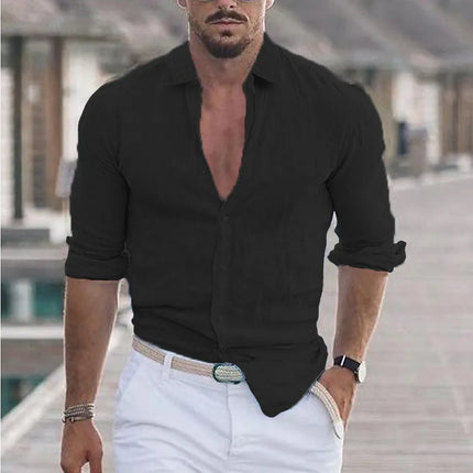 CN Jiangxi Mens Cotton Linen Shirt Loose Fit Breathable by zapcart