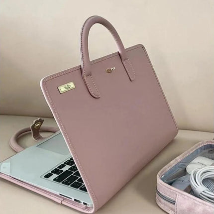 Okdeals Pink PU Laptop Sleeve With Handle For Women by zapcart