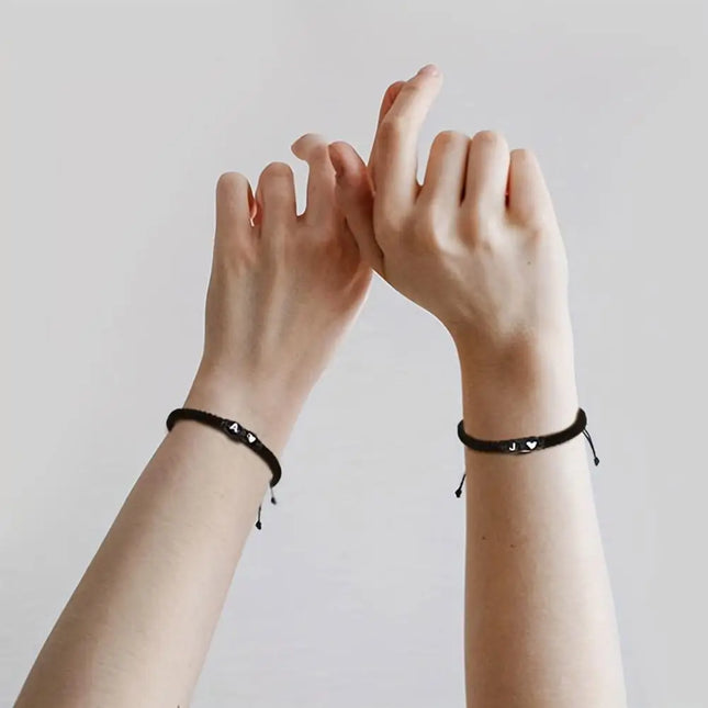 Initial Heart Bracelets Unisex Handmade Adjustable A Z Name by zapcart