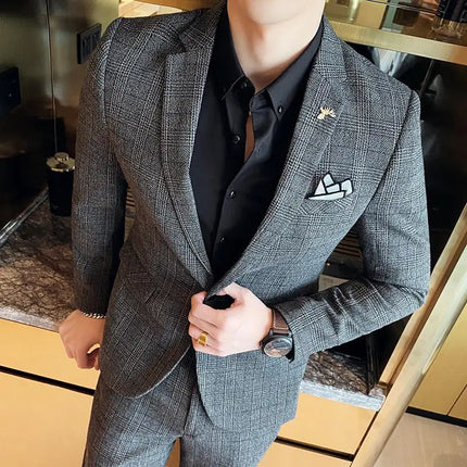 Men's Slim Fit Business Suit CN Sichuan Two Piece Set by zapcart