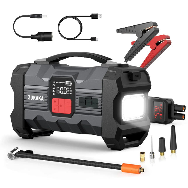 ZUKAKA 26800mAh Jump Starter With Air Compressor For Cars by zapcart