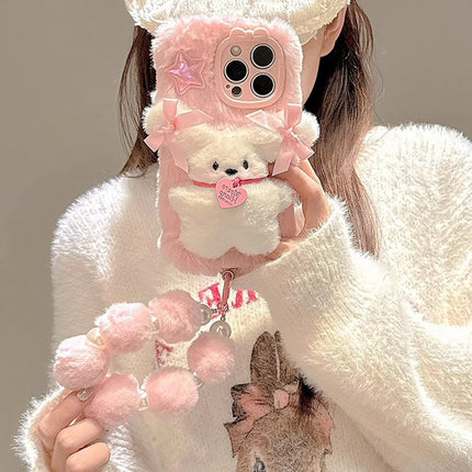 Choice Pink Plush 3D Doll Case With Chain For iPhone 11-16 by zapcart
