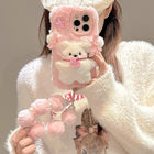 Choice Pink Plush 3D Doll Case With Chain For iPhone 11-16 by zapcart