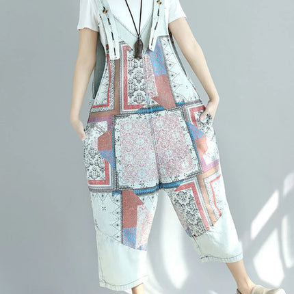 Amax LuluE Patchwork Denim Overalls for Women Vintage Style by zapcart
