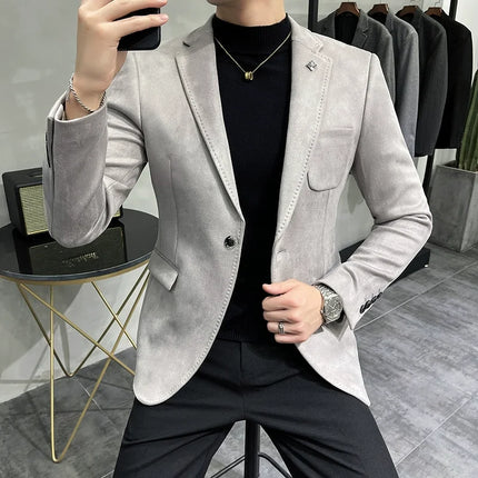 Men's Slim Fit Blazer Button High Quality CN Zhejiang by zapcart