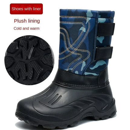 Pdmcms Mens Waterproof Snow Boots Velvet Warmth Midcalf by zapcart