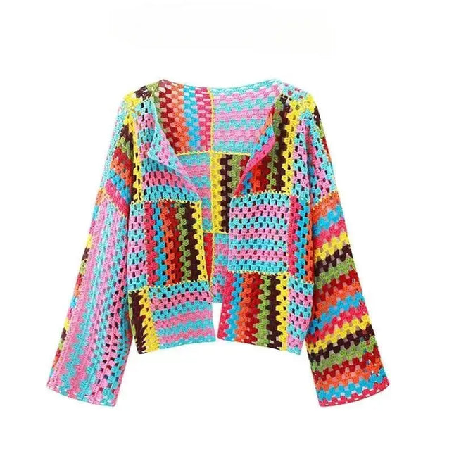 SALIENCY Colorful Crochet Cardigan For Women Breathable by zapcart