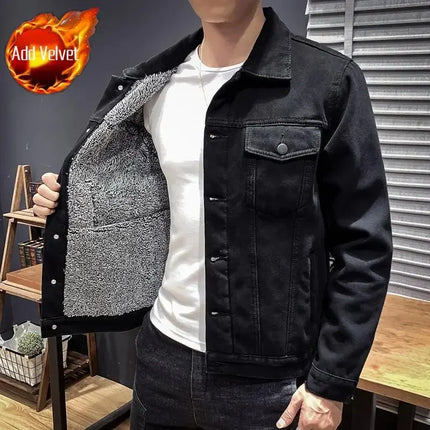 Shangkaka Men's Denim Jacket Warm Padding Winter Outerwear by zapcart