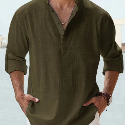 Animal Game Cotton Linen Shirts for Men Lightweight Henley by zapcart