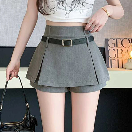 Xingqing Y2K Mini Skirt Women High Rise Pleated With Shorts by zapcart