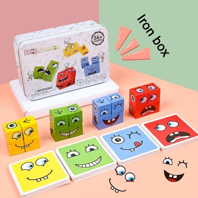 Kids Educational Toys Emotion Change Blocks Expressions Puzzles Children Cube Games Early Learning Montessori Geometry Face by zapcart