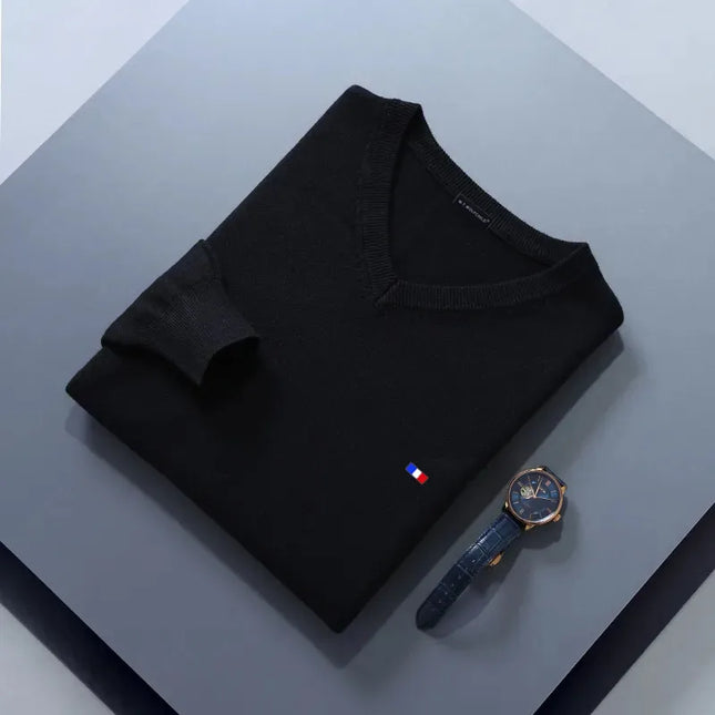 CN Guangdong Cashmere V Neck Men Sweater Cozy Long Sleeve by zapcart