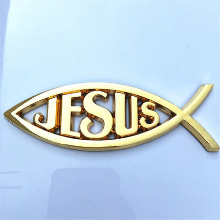 Jesus Fish Chrome Car Emblem WL115 Peace Faith 3D Badge by zapcart