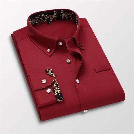 Qj Cinga Men Cotton Dress Shirt Long Sleeve Casual Premium by zapcart