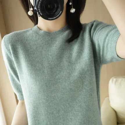Women Lightweight Knit Sweater O Neck Slim Fit Everyday Top by zapcart