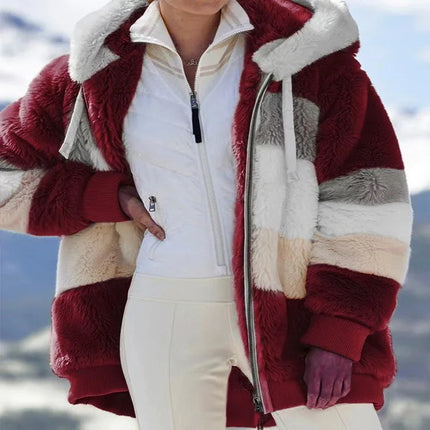 Oversized Womens Jacket Warm Plush Hooded Streetwear Coat by zapcart