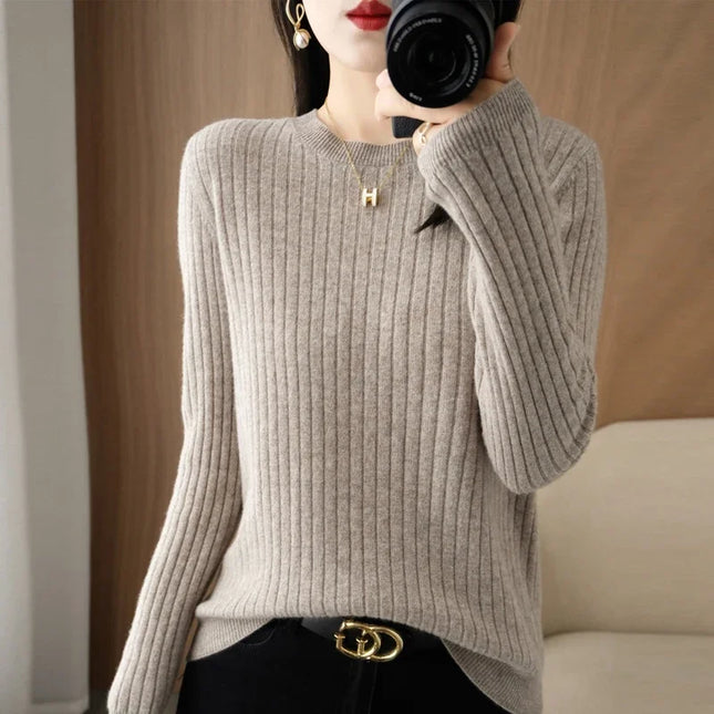Women Sweaters Autumn Winter O Neck Stripe Warm Pullover by zapcart